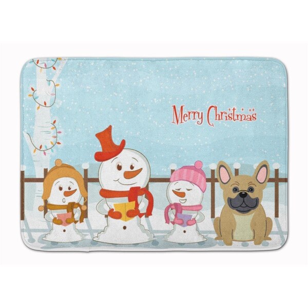 Carolines Treasures Merry Christmas French Bulldog Cream Machine Washable Memory Foam Mat BB2341RUG - main